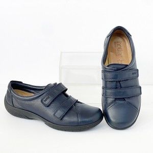 Hotter Leap Leather Womens US 6.5 Comfort Shoes Navy Double Straps Casual 37.5